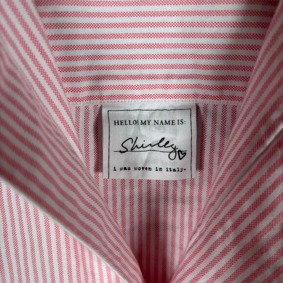Frank & Eileen Shirley Pink White Striped Button-Up Shirt Women’s M - Picture 7 of 8